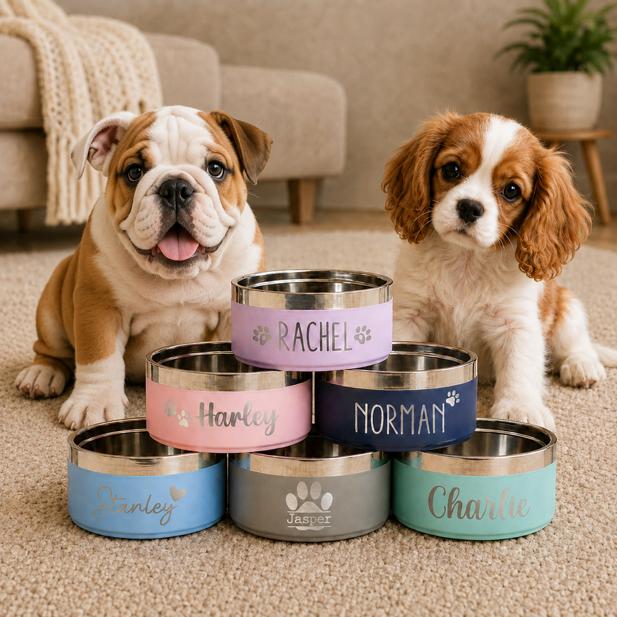 Premium Personalised Stainless Steel Pet Bowl (Pet Name & Design)