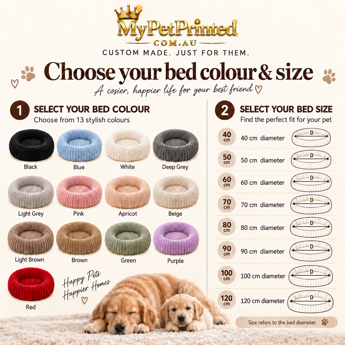 Personalised Embroidered Round Pet Bed (Pet Name)