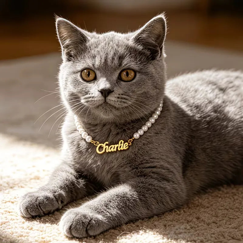 Personalised Pearl Necklace Chain (Pet Name)