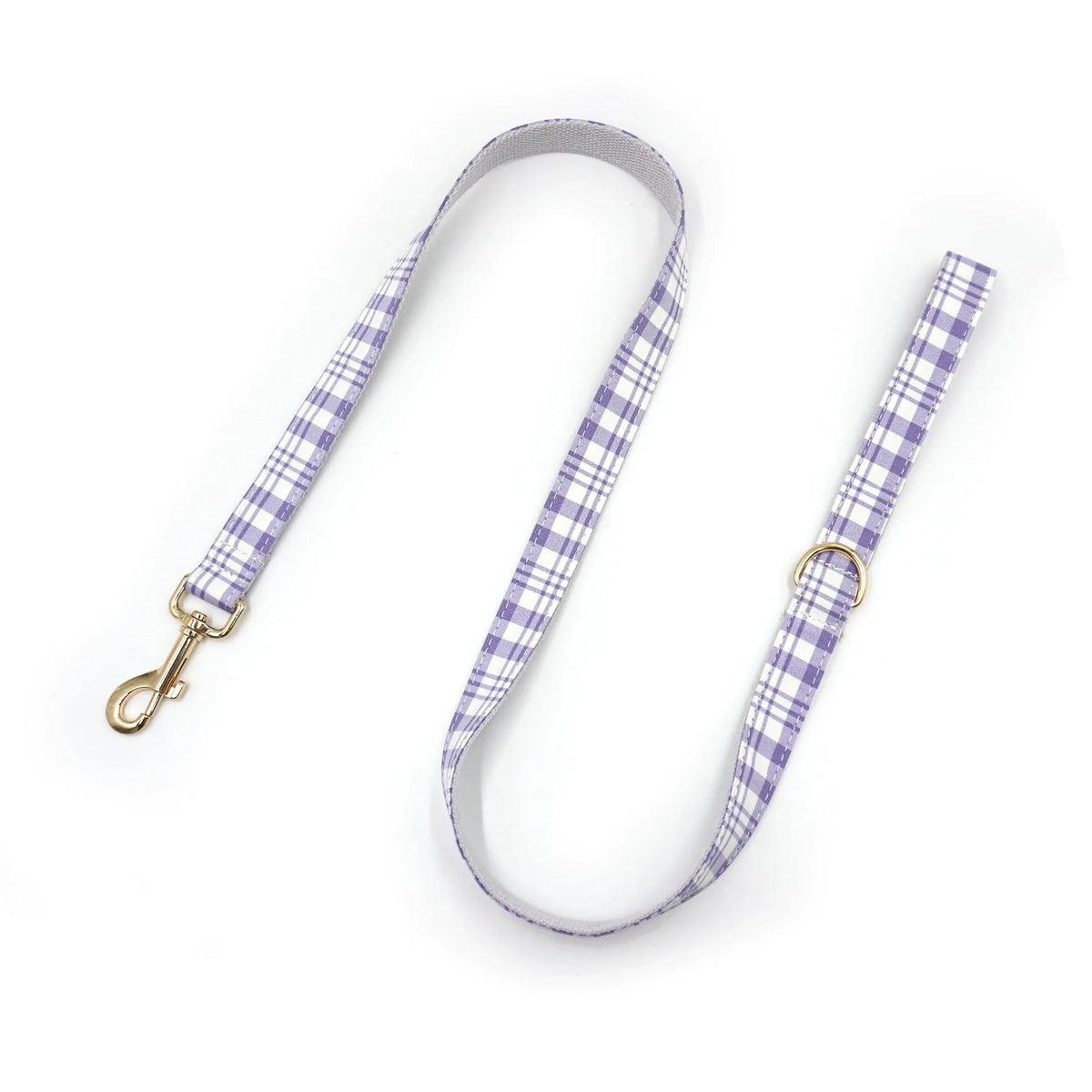 Personalised Plaid Dog Collar with Gold Buckle & Matching Leash (Pet Name & Phone)