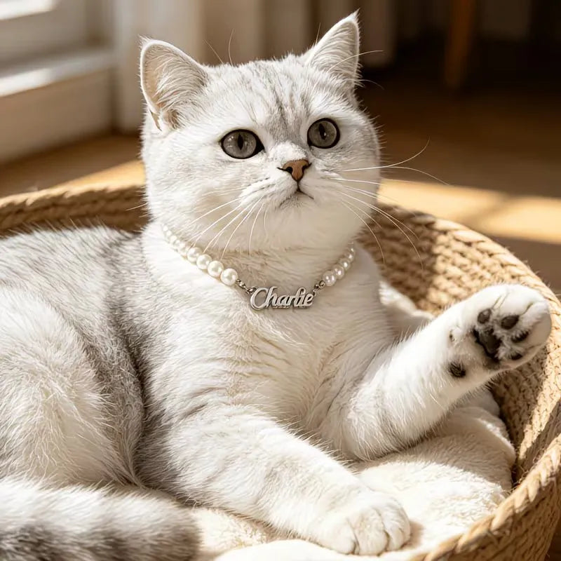 Personalised Pearl Necklace Chain (Pet Name)