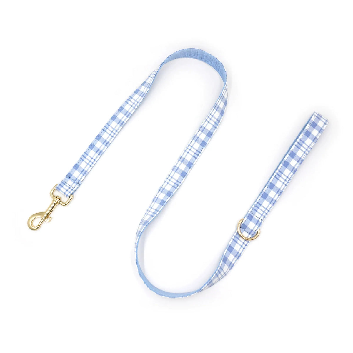 Personalised Plaid Dog Collar with Gold Buckle & Matching Leash (Pet Name & Phone)