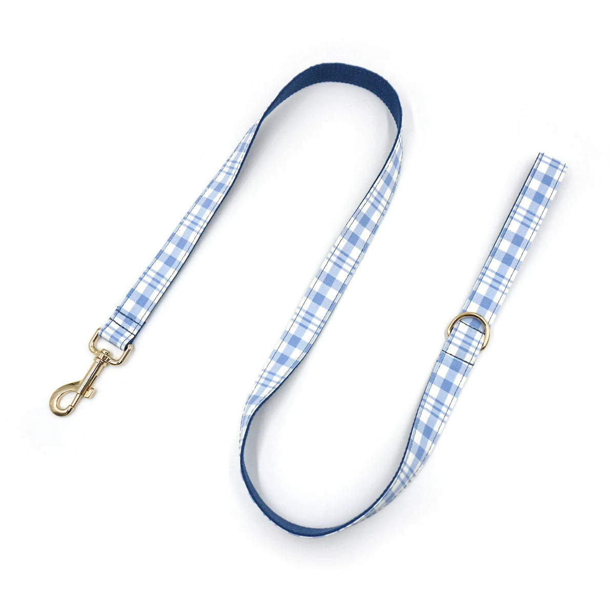 Personalised Plaid Dog Collar with Gold Buckle & Matching Leash (Pet Name & Phone)