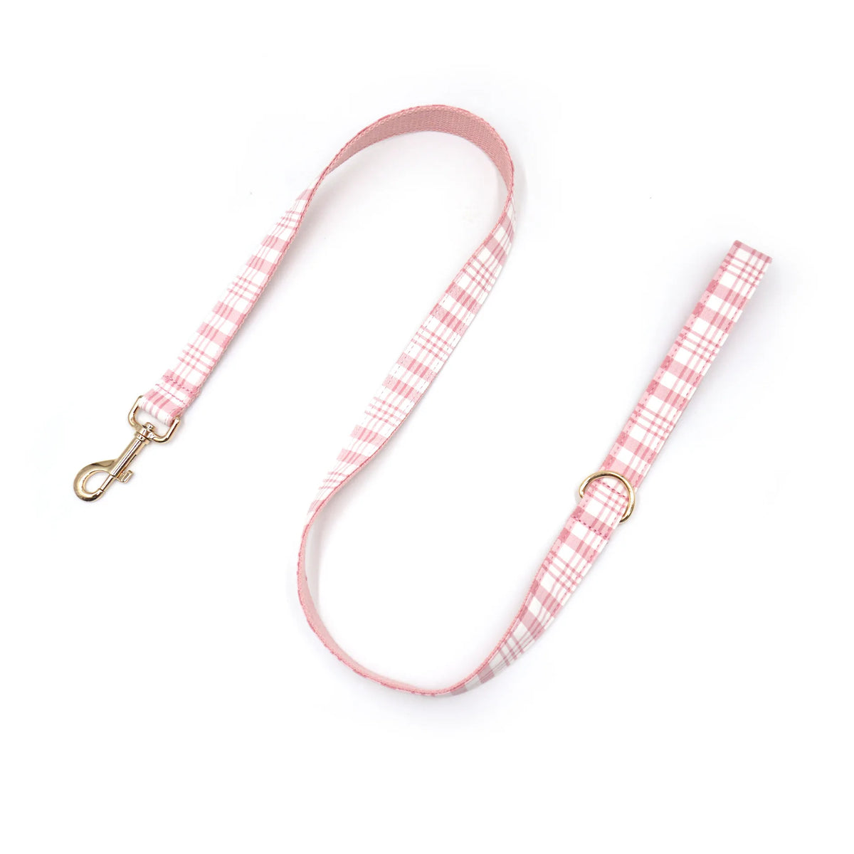 Personalised Plaid Dog Collar with Gold Buckle & Matching Leash (Pet Name & Phone)