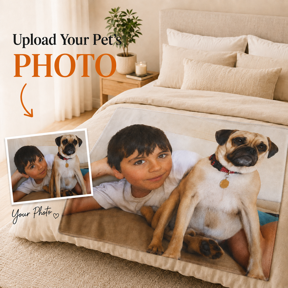 Personalised Fleece Pet Blanket (Pet Photo)